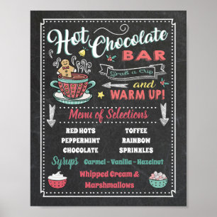 Poster Panneau de menu de la barre de chocolat chaud pour