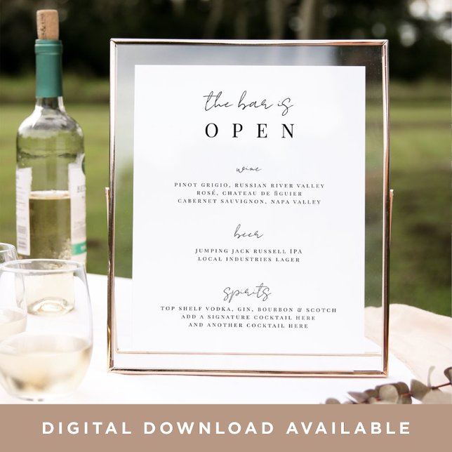 Poster Panneau de menu de la barre de Mariage de script m (Créateur téléchargé)