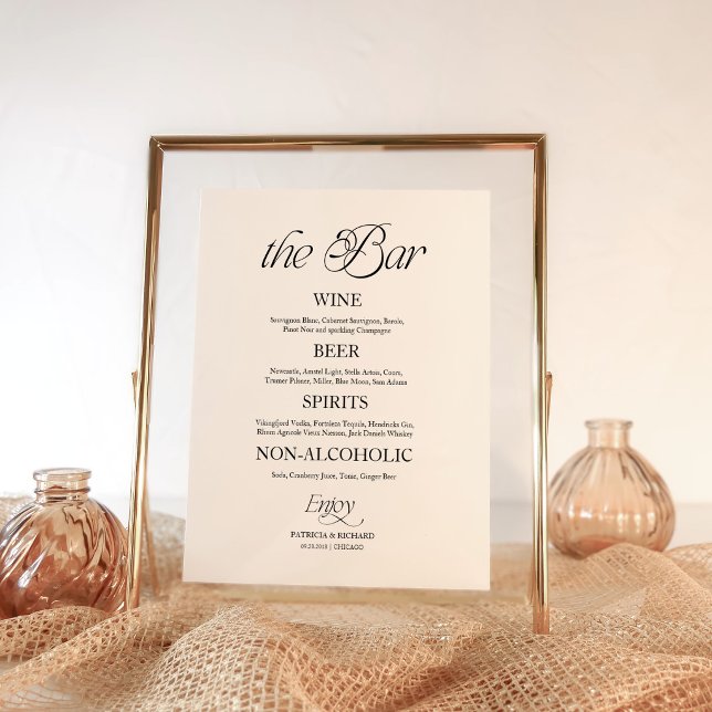 Poster Panneau de menu de mariage minimaliste moderne "Le (Créateur téléchargé)