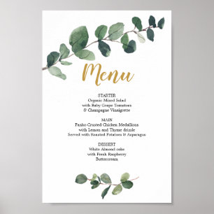Poster Panneau de menu de verdure d'eucalyptus ou de menu