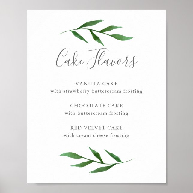 Poster Panneau de menu des saveurs de gâteau de mariage é (Devant)