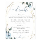 Panneau de menu du bar complet de mariage