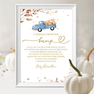 Poster Panneau de message de la baby shower d'automne de