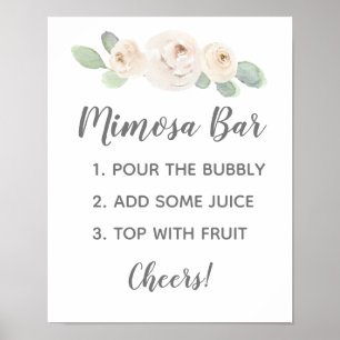Poster Panneau de mimosa de douche de mariée botanique fl