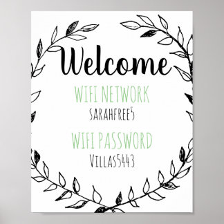 Poster Panneau de mot de passe Wifi de bienvenue personna