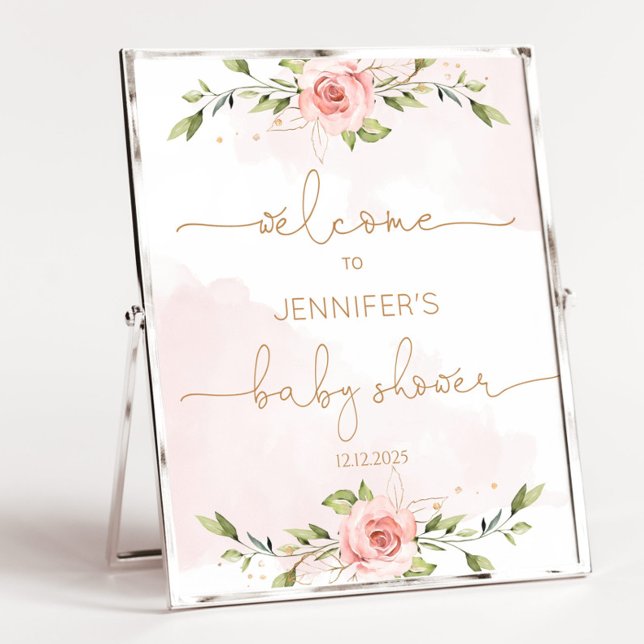 Poster Panneau de mousse de baby shower d'or floral (Créateur téléchargé)