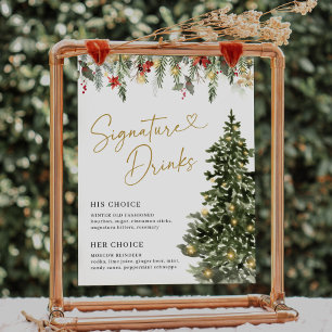 Poster Panneau de Noël Arbre clair Mariage Signature Bois