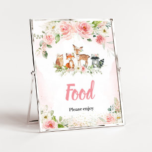 Poster Panneau de nourriture de douche florale rose fores