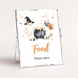 Poster Panneau de nourriture Little Boo fantôme orange