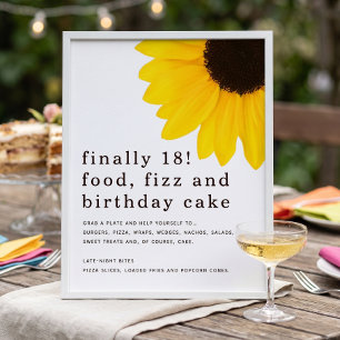 Poster Panneau de nourriture Tournesol pour fête d'annive