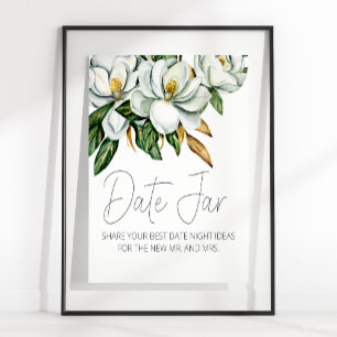 Poster Panneau de nuit de date rustique à fleurs de magno