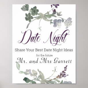 Poster Panneau de nuit de la couleur d'eau Fleur sauvage