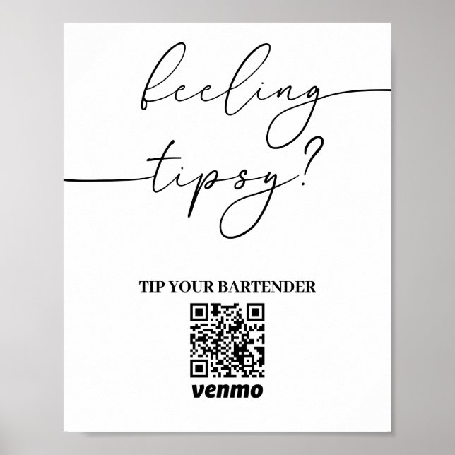 Poster Panneau de paiement de pourboire moderne pour barm (Devant)