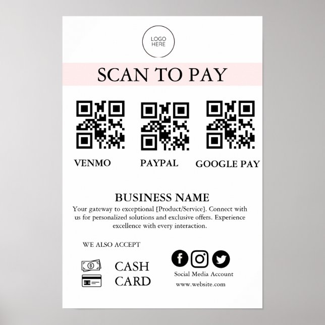 Poster Panneau de paiement par numérisation Code QR de pa (Devant)