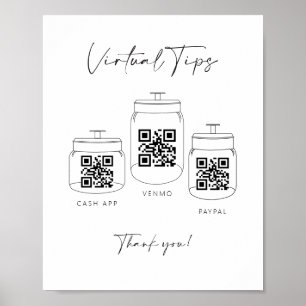 Poster Panneau de paiement Triple Tip Jar Scan QR Code Ca