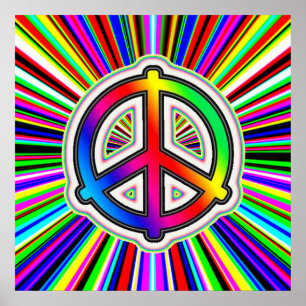 Poster Panneau de paix avec Arrière - plan Supernova