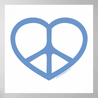 Poster Panneau de paix, Coeur bleu de l'amour