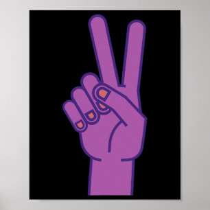 Poster Panneau de paix main pourpre pour l'amour