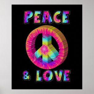 Poster Panneau de paix Paix et Amour avec Tie Dye
