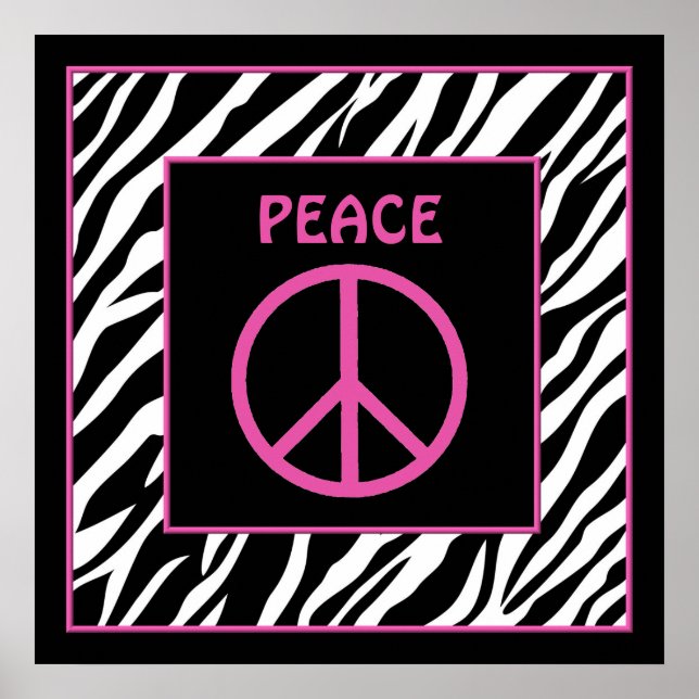 Poster Panneau de paix rose et zébrée Décor (Devant)