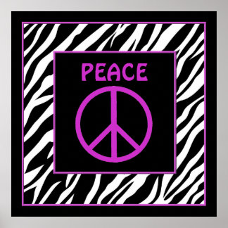 Poster Panneau de paix Zebra et violet Décor mural Affich