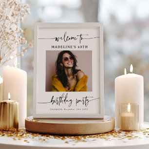 Poster Panneau de photo de mariage à l'écriture élégante