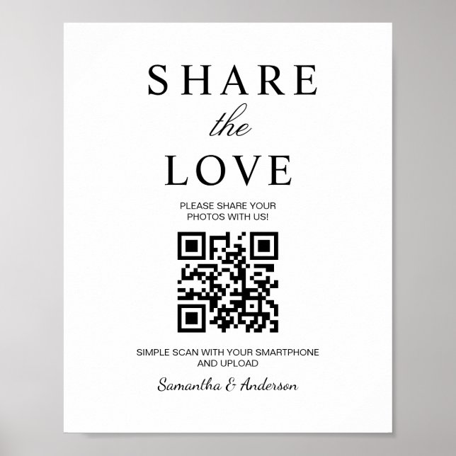 Poster Panneau de photo minimal Partagez l'amour avec QR  (Devant)