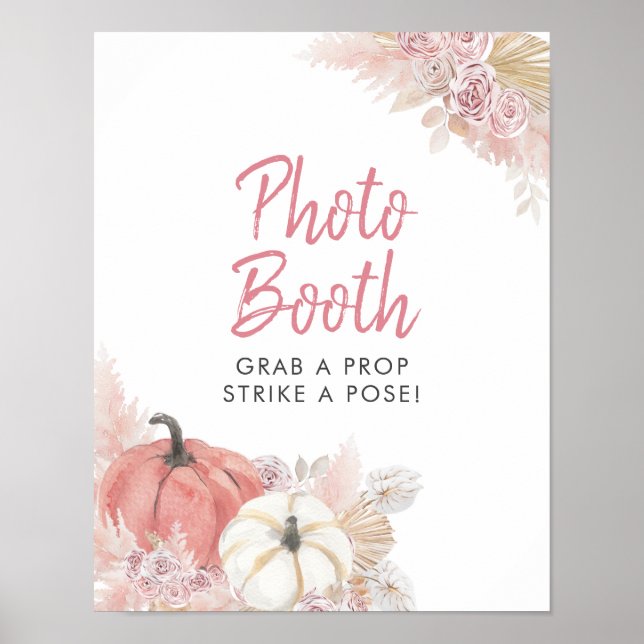 Poster Panneau de Photobooth de Citrouille Rose Tomber en (Devant)