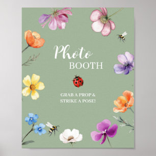 Poster Panneau de Photobooth de Fête de Fleur Sauvage Lov