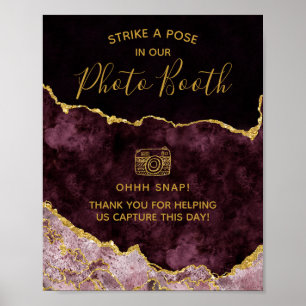 Poster Panneau de Photomaton de Mariage en Or et Agate de