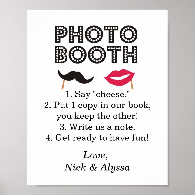 Poster Panneau de Photomaton de Mariage/Fête (Devant)