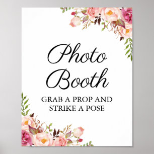 Poster Panneau de Photomaton de Mariage Fleurs Roses Rust
