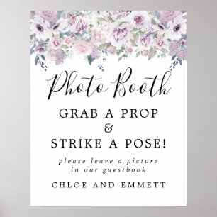 Poster Panneau de Photomaton de Mariage Floral Violet Rus