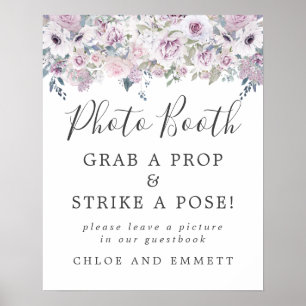 Poster Panneau de Photomaton de Mariage Floral Violet Rus