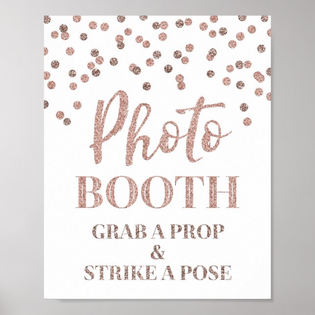 Poster Panneau de Photomaton Mariage Rose Gold Confetti (Devant)