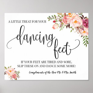 Poster Panneau de pieds dansants tongs mariage rose flora