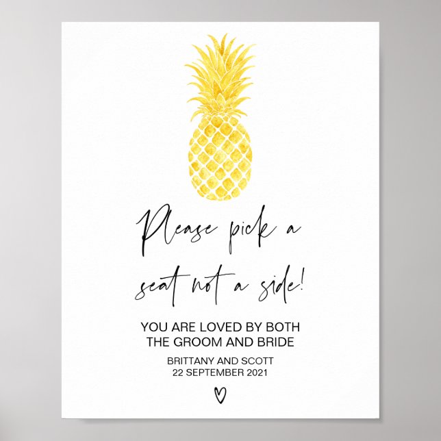 Poster Panneau de plan de sièges pour mariage sur la plag (Devant)