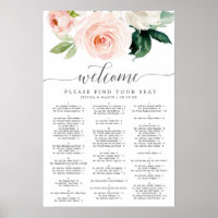 Panneau de plan de table de mariage Blushing Bloom