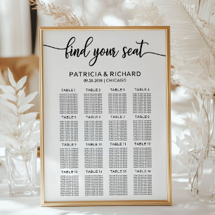 Poster Panneau de plan de table de mariage Calligraphie é