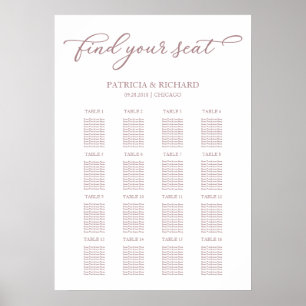 Poster Panneau de plan de table de mariage Chic Rose Gold