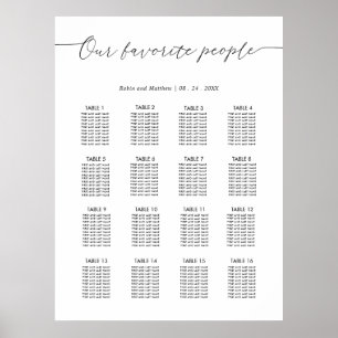 Poster Panneau de plan de table de mariage de nos personn
