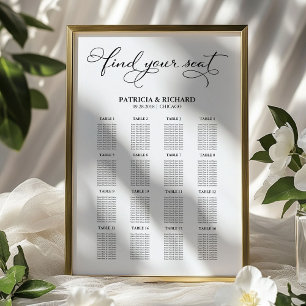 Poster Panneau de Plan de Table de Mariage Écriture Éléga