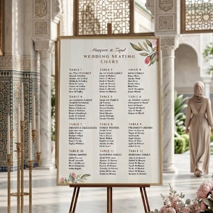 Poster Panneau de Plan de Table de Mariage   Floral aux P