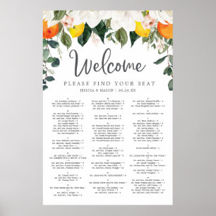 Poster Panneau de plan de table de mariage Magnolia Citru