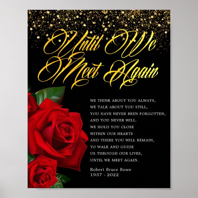 Poster Panneau de poème funéraire de rose turque rouge (Devant)