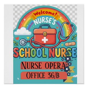 Poster Panneau de porte de bureau d'infirmière scolaire p