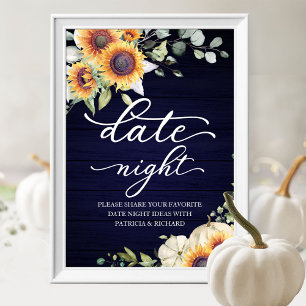 Poster Panneau de pot de Nuit de Date d'Automne Tournesol