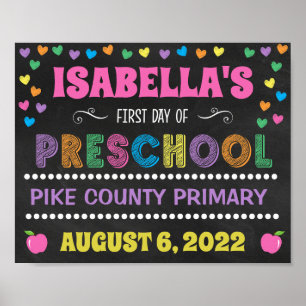 Poster Panneau de premier jour de maternelle à craie past