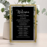 Panneau de programme de mariage à calligraphie mod