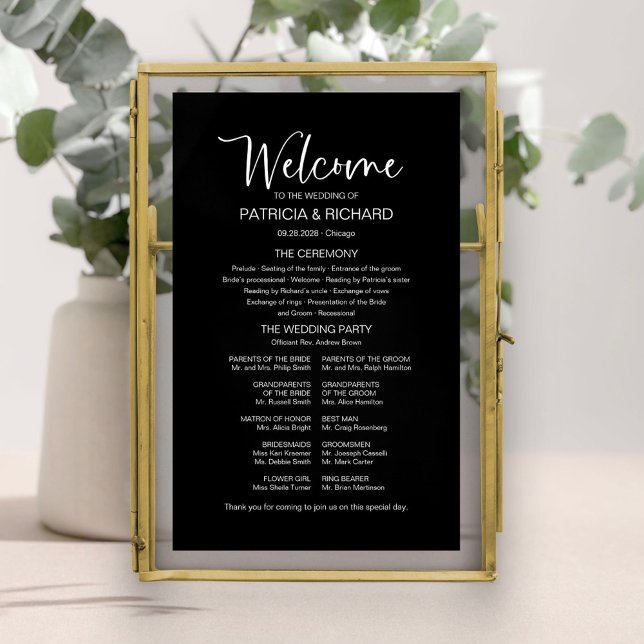 Poster Panneau de programme de mariage à calligraphie mod (Créateur téléchargé)